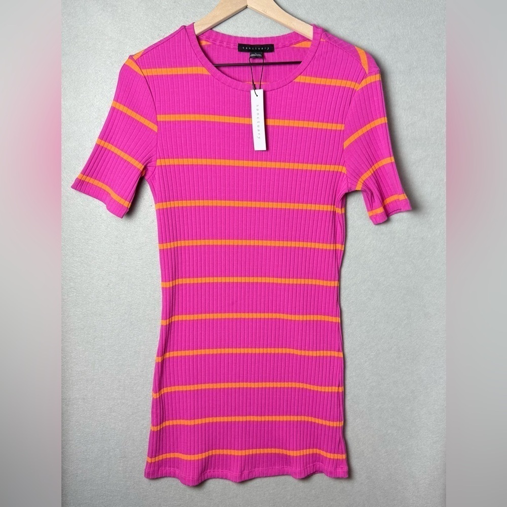 Sanctuary Women’s Must Have Stripe Dress in Pink and Orange size L